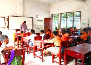 Kondisi belajar-mengajar di UPTD SMP Negeri 2 Siantar Kabupaten Simalungun.(simantab/putra purba)
