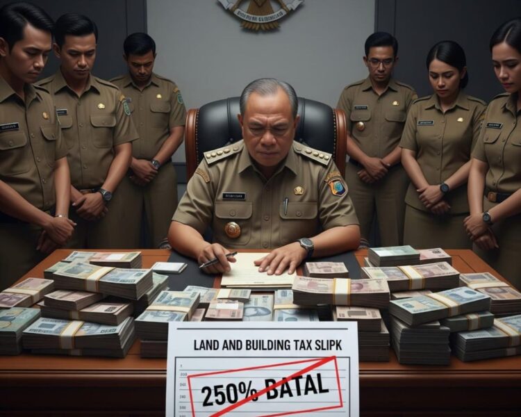 Bupati Pati Sudewo bersiap mengembalikan kelebihan bayar PBB.(simantab/ai)