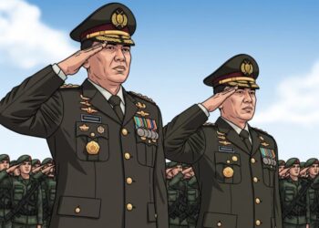Ilustasi Panglima TNI dan Wakil Panglima TNI memimpin prajurit TNI.(simantab/ai)