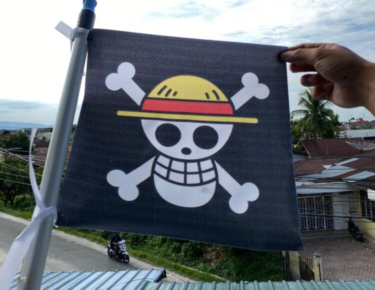 Simbol Bajak Laut One Piece juga ditemukan di Pematangsiantar.(simantab/putra purba)