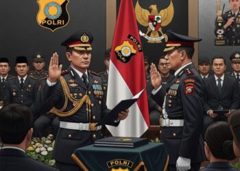 Ilustrasi pelantikan pejabat tinggi Polri.(simantab/ai)