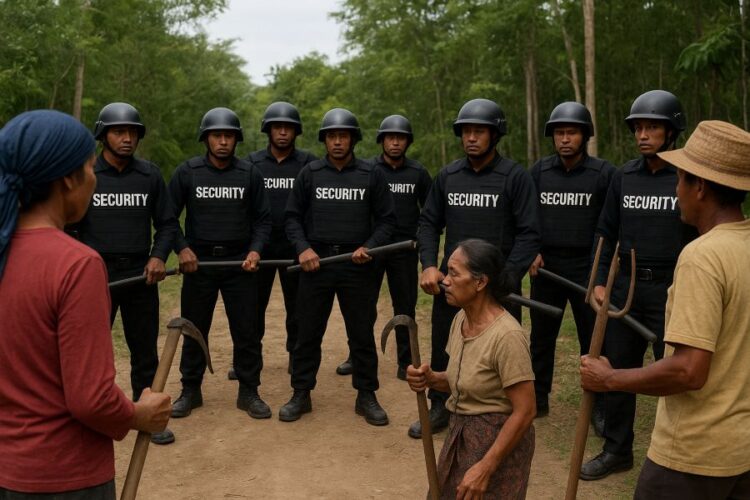 ilustrasi bentrok pekerja TPL dengan warga.(Simantab/ai)