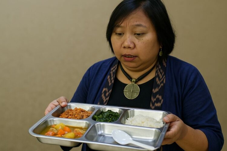 Ketua Komnas HAM Anis Hidayah, mengamati menu MBG.(Simantab/ai)