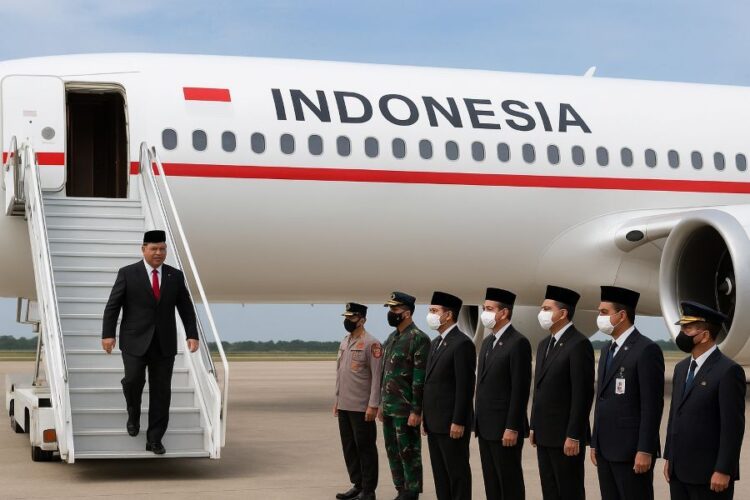 Presiden Prabowo Subianto tiba di tanah air.(Simantab/ai)