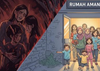Ilustrasi kekerasan terhadap perempuan dan anak, serta Rumah Aman sebagai salah satu solusi untuk mengatasinya.(Simantab/ai)