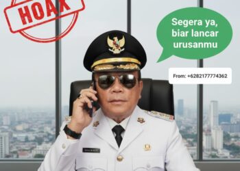 Ilustrasi penipuan menggunakan foto Wali Kota Pematangsiantar.(Simantab/ai)