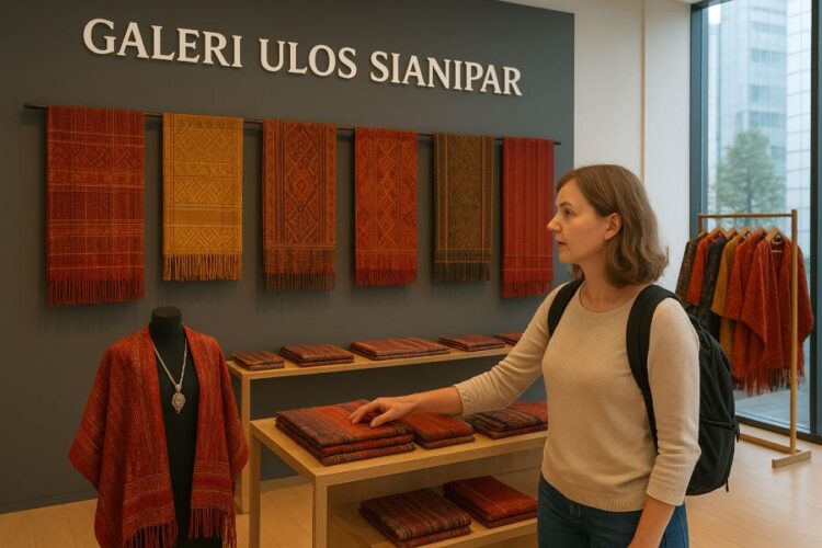 Pengunjung asal Eropa di Galeri Ulos Sianipar.(Simantab/ai)