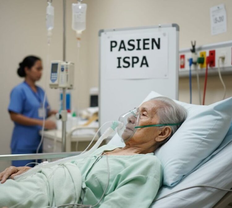 Ilustrasi pasien penderita ISPA dirawat di rumah sakti.(Simantab/ai)