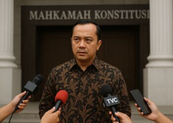 Menteri Sekretaris Negara, Prasetyo Hadi di gedung Mahkamah Konstitusi.(Simantab/ai)