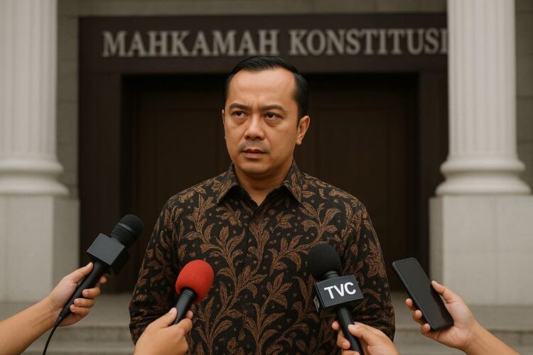 Menteri Sekretaris Negara, Prasetyo Hadi di gedung Mahkamah Konstitusi.(Simantab/ai)