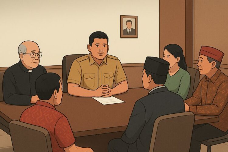 Ilustrasi Gubernur Sumut Bobby Nasution berdiskusi dengan Sekretariat Bersama Gerakan Oikumenis untuk Keadilan Ekologis, pimpinan gerejawi, dan unsur masyarakat adat di Kantor Gubernur Sumut.(Simantab/ai)