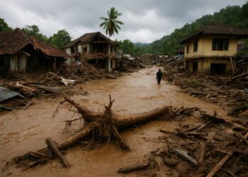 Pasca banjir bandang di salah satu desa di Aceh.(Simantab/ist)