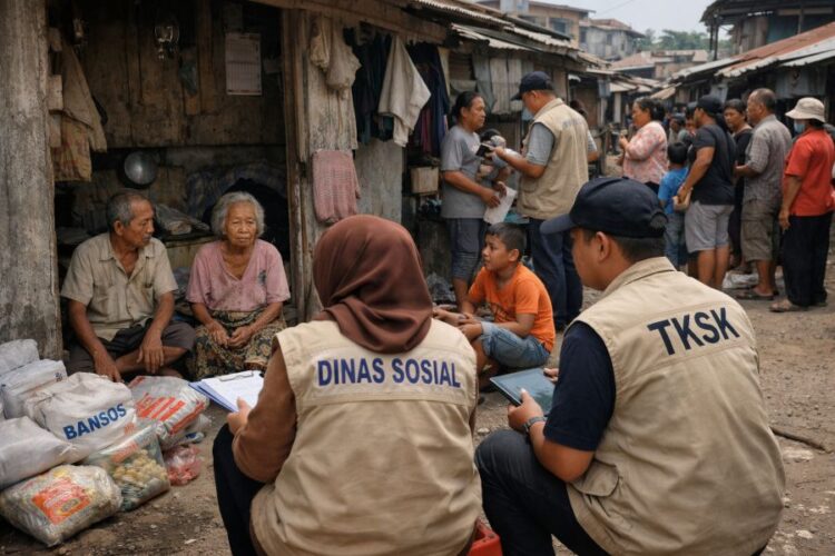 Ilustrasi pendataan penerima dana bantuan sosial 2026.(Simantab/AI)