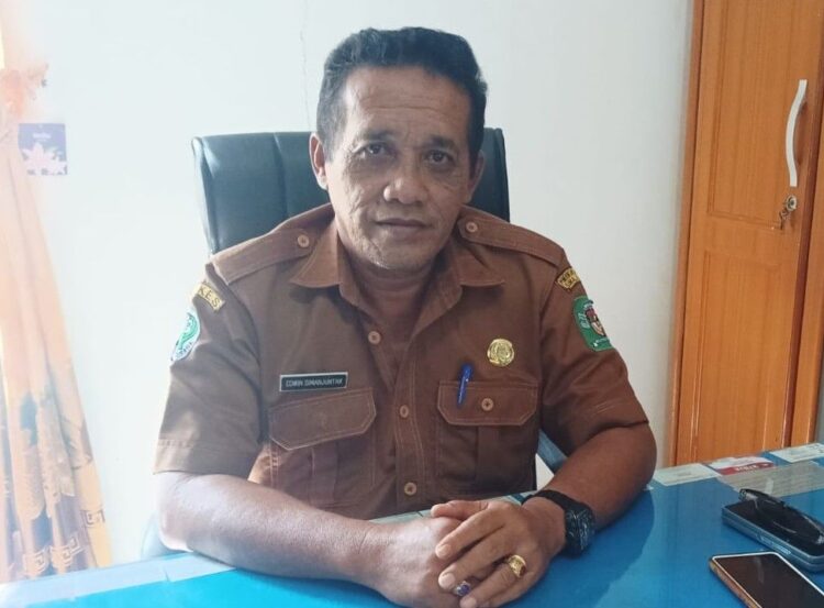 Kepala Dinas Kesehatan Kabupaten Simalungun, Edwin T Simanjuntak, saat diwawancarai di ruangannya.(Simantab/Putra Purba)