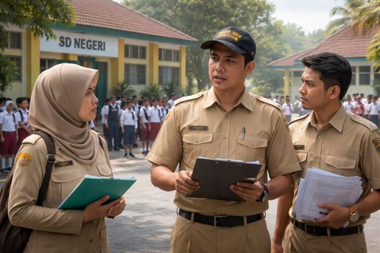Ilustrasi kepala sekolah di salah satu SD Negeri.(Simantab/AI)