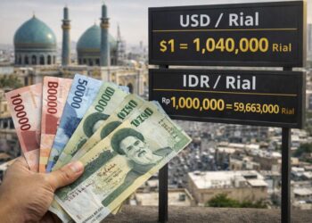 Kurs mata uang Rial Iran terhadap Rupiah.(Simantab/AI)