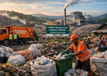Ilustrasi tempat pengolahan sampah terpadu.(Simantab/AI)